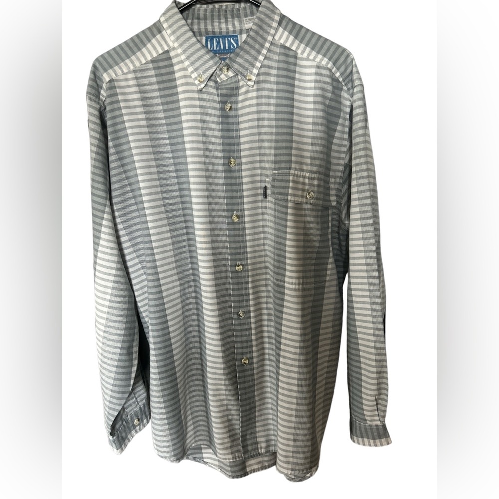 VTG 80’s Levi’s San Francisco Gray Striped LS Button Up Size XL